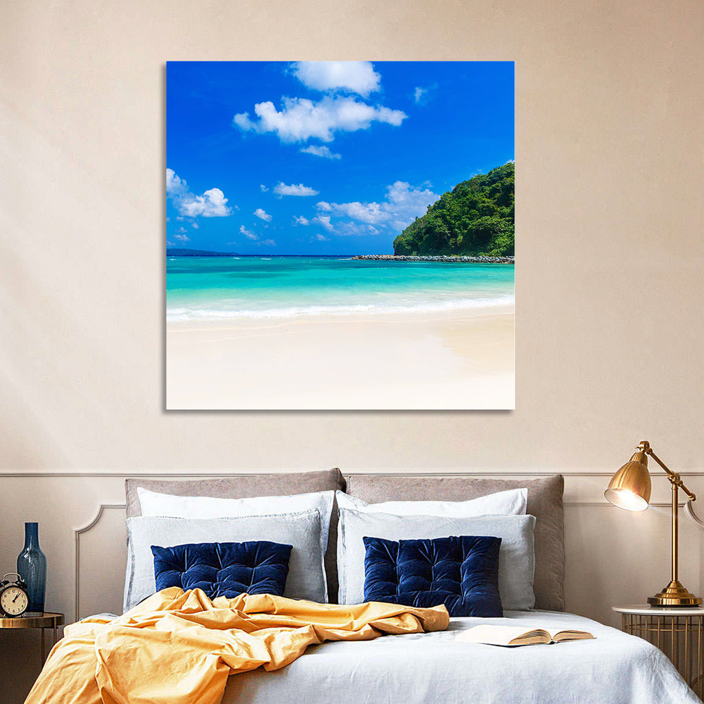 Turquoise Tropical Beach Scene Wall Art