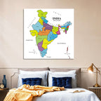 Colorful Political Map of India Wall Art