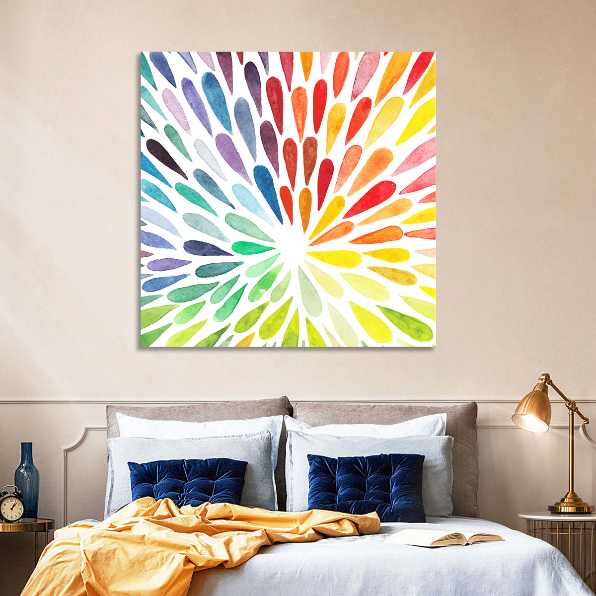 Watercolor Invasion Wall Art in a room, square