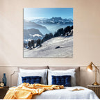 Sunlit Alpine Ski Slope Wall Art