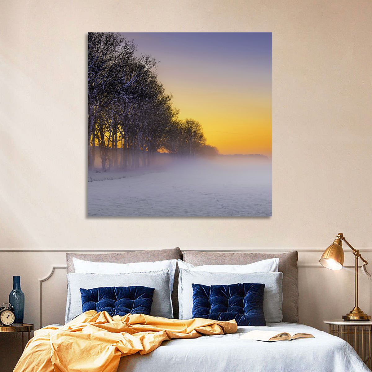 Winter Fog at Sunset Wall Art