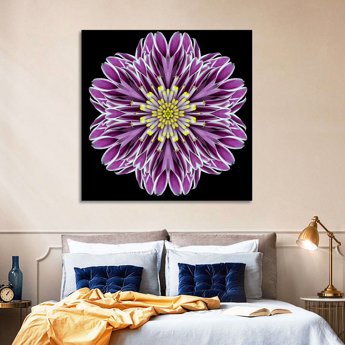 Kaleidoscopic Pink Floral Mandala Wall Art
