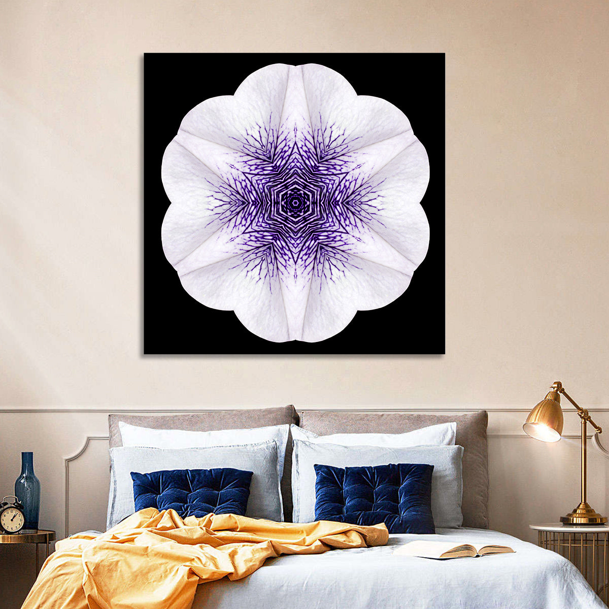 Purple Mandala Flower Kaleidoscope Wall Art