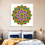 Vibrant Lotus Floral Mandala Wall Art