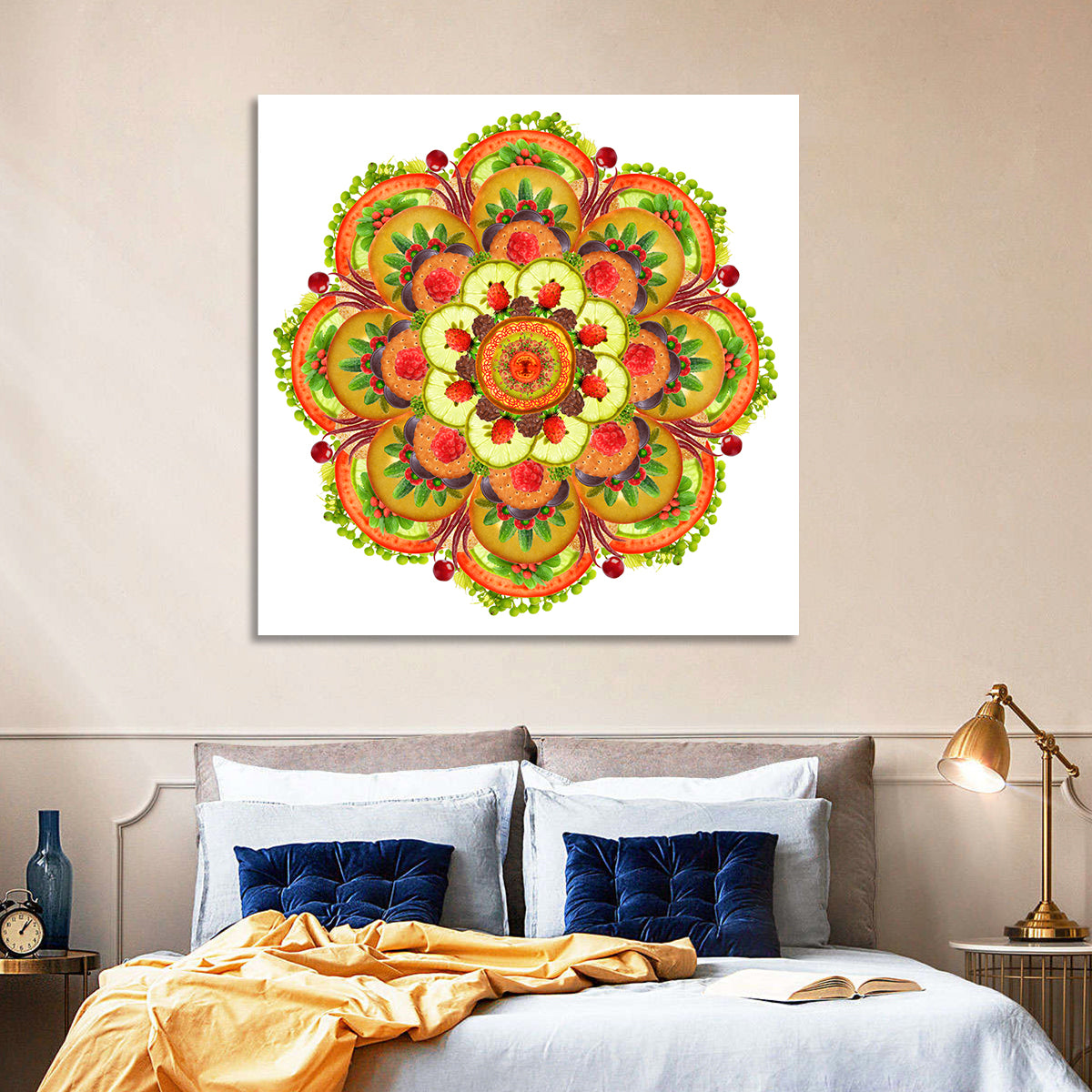 Vegetarian Pizza Mandala Wall Art in a room, square
