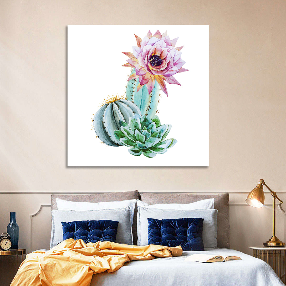 Blooming Cactus Watercolor Wall Art