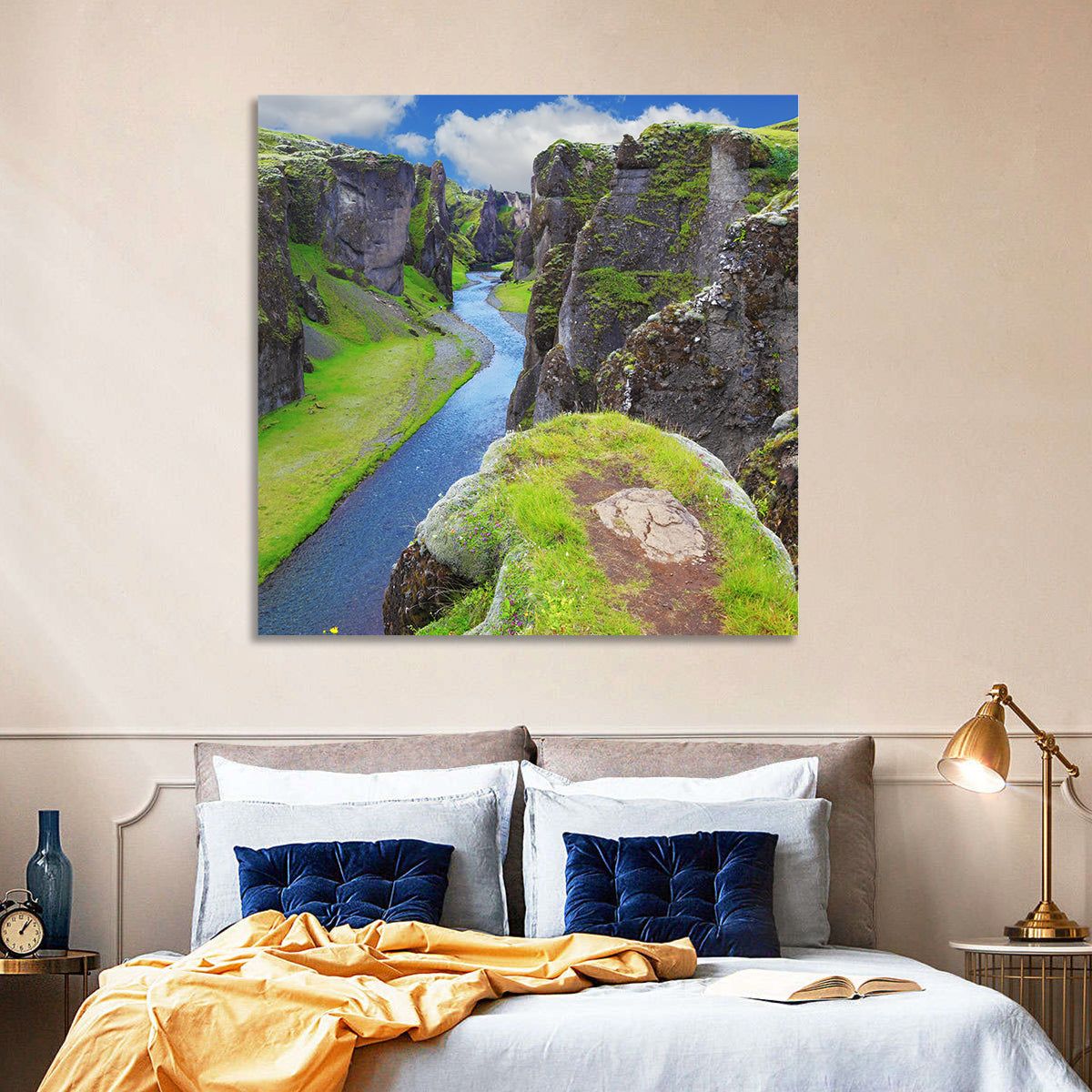 Neverland Cliffs, Fjaðrárgljúfur Canyon Wall Art in a room, square