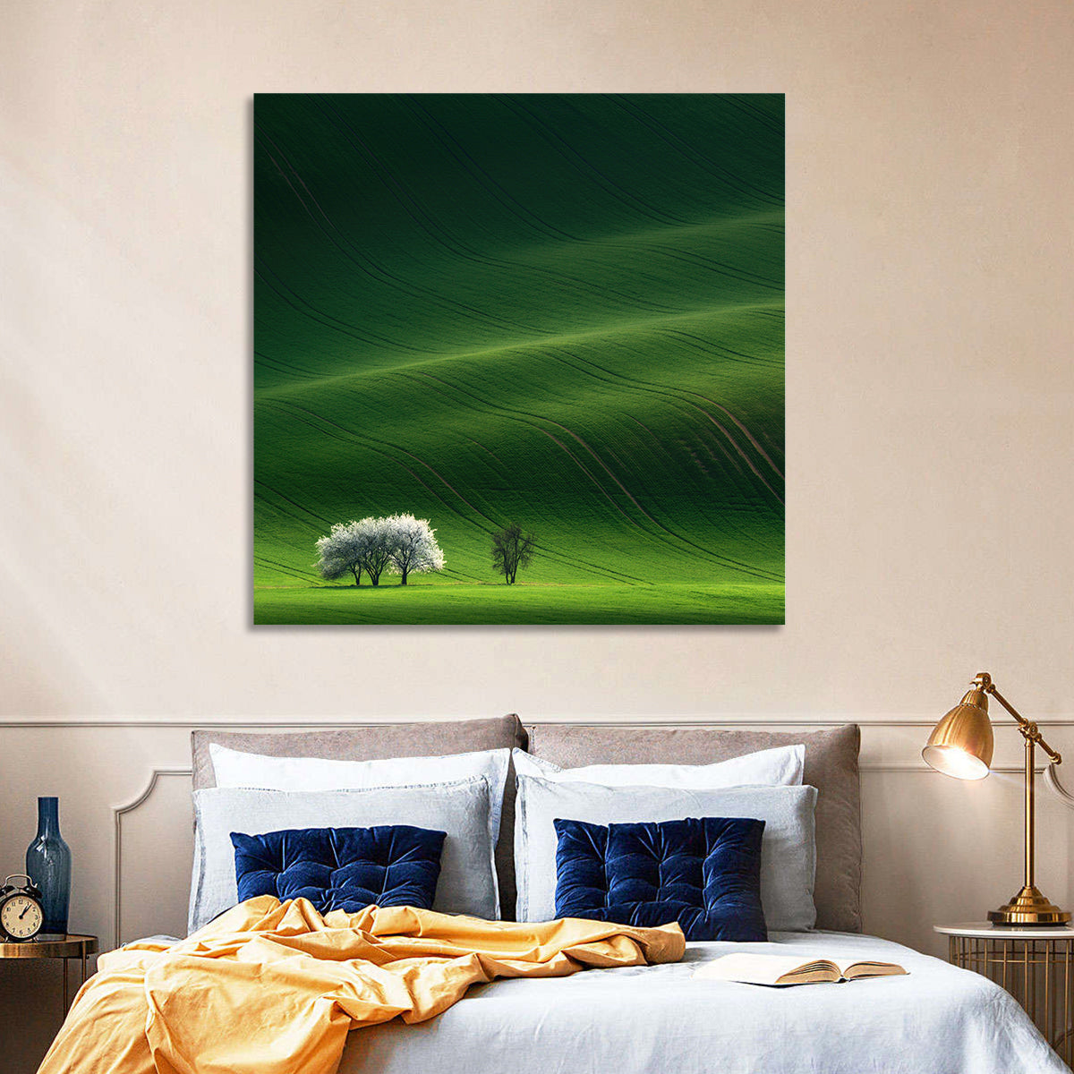 Emerald Hills with Blossoming Tree Wall Art