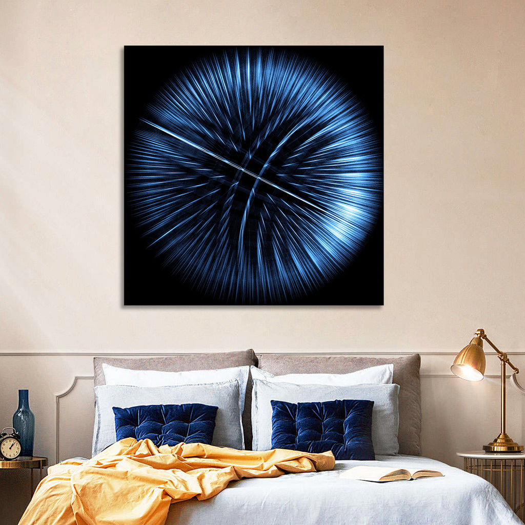 Glowing Blue Textured Sphere Wall Art