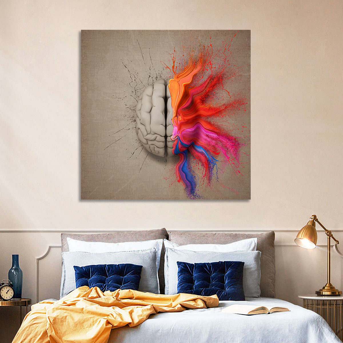 Creative Brain Duality Illustration Wall Art
