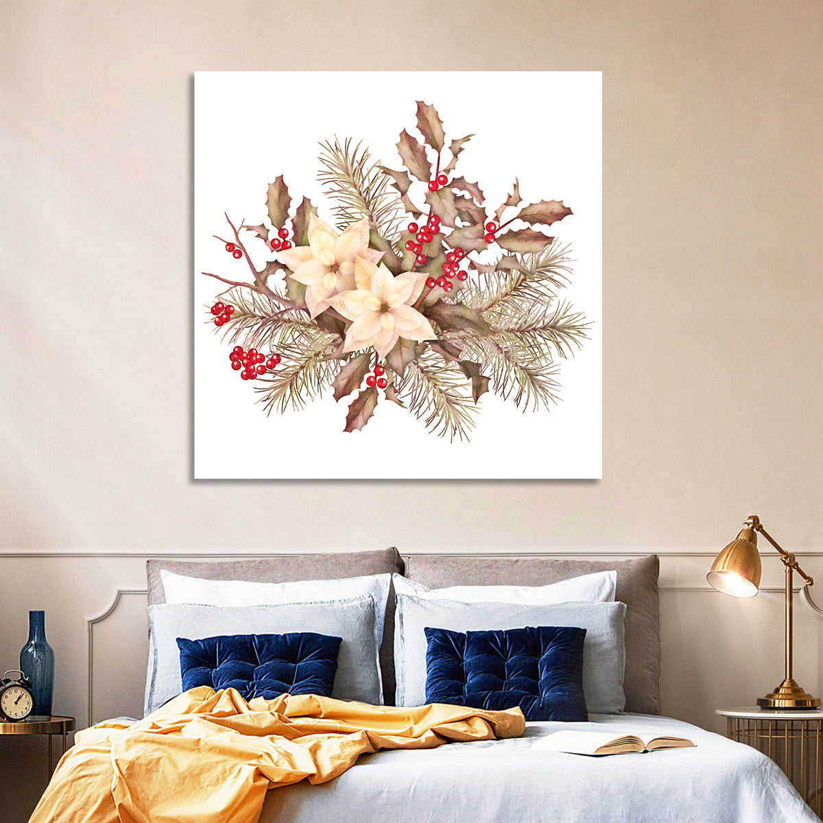 Retro Poinsettia Bouquet Wall Art