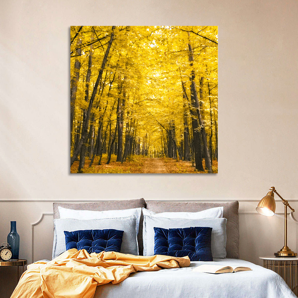 Yellow Autumn Forest Path Wall Art