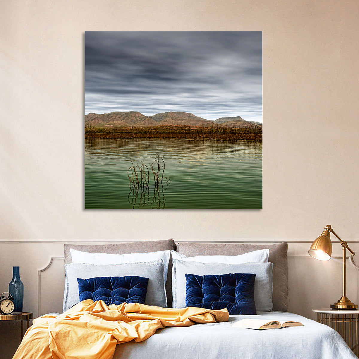 Roosevelt Lake Reflection Wall Art in a room, square