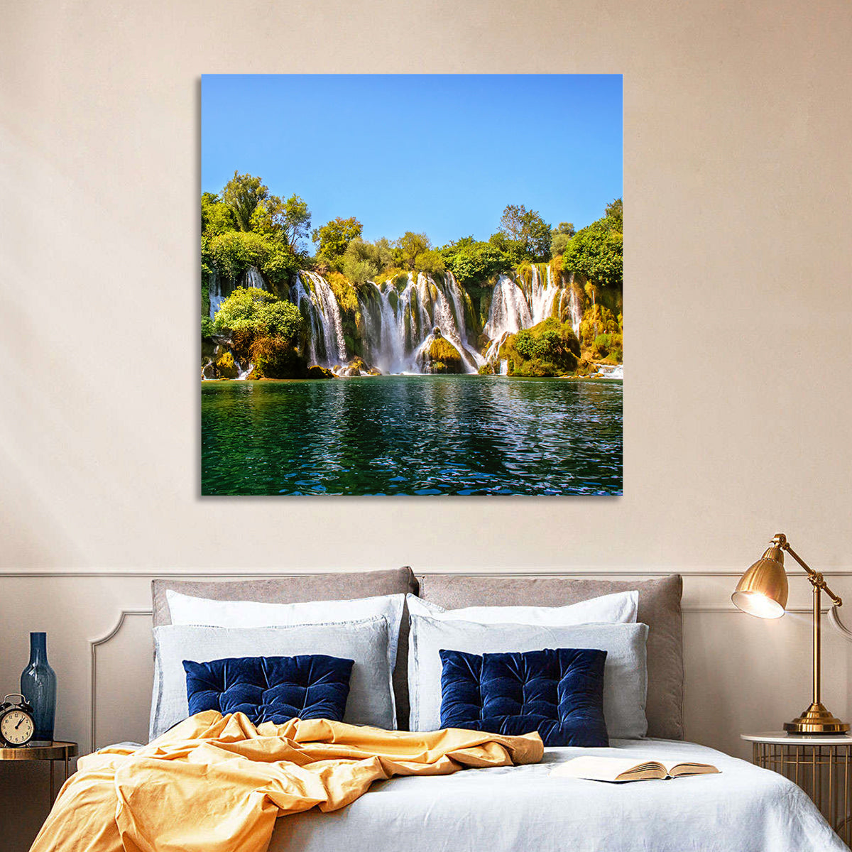 Kravice Waterfalls Wall Art in a room, square