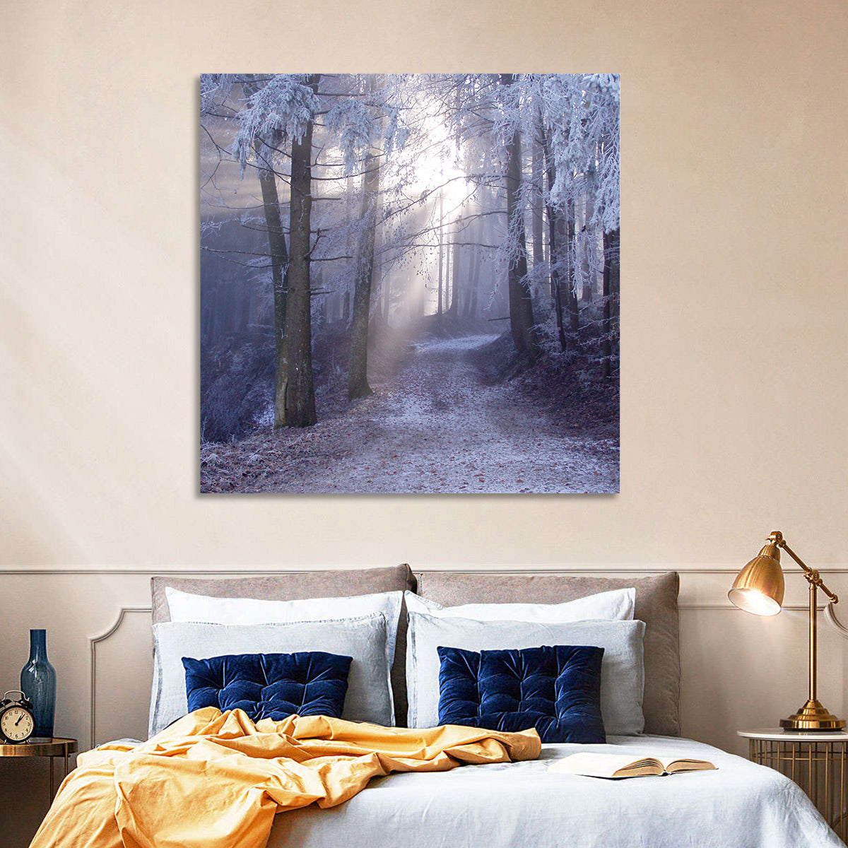 Frosted Forest Path at Dawn Wall Art
