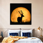 Buck Silhouette Under Red Moon Wall Art