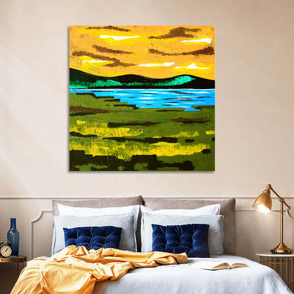 Mountains Lake Abstract Wall Art