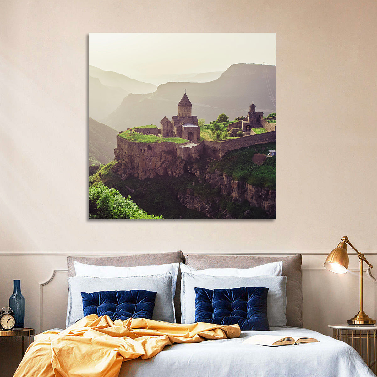 Tatev Monastery at Golden Hour Wall Art in a room, square