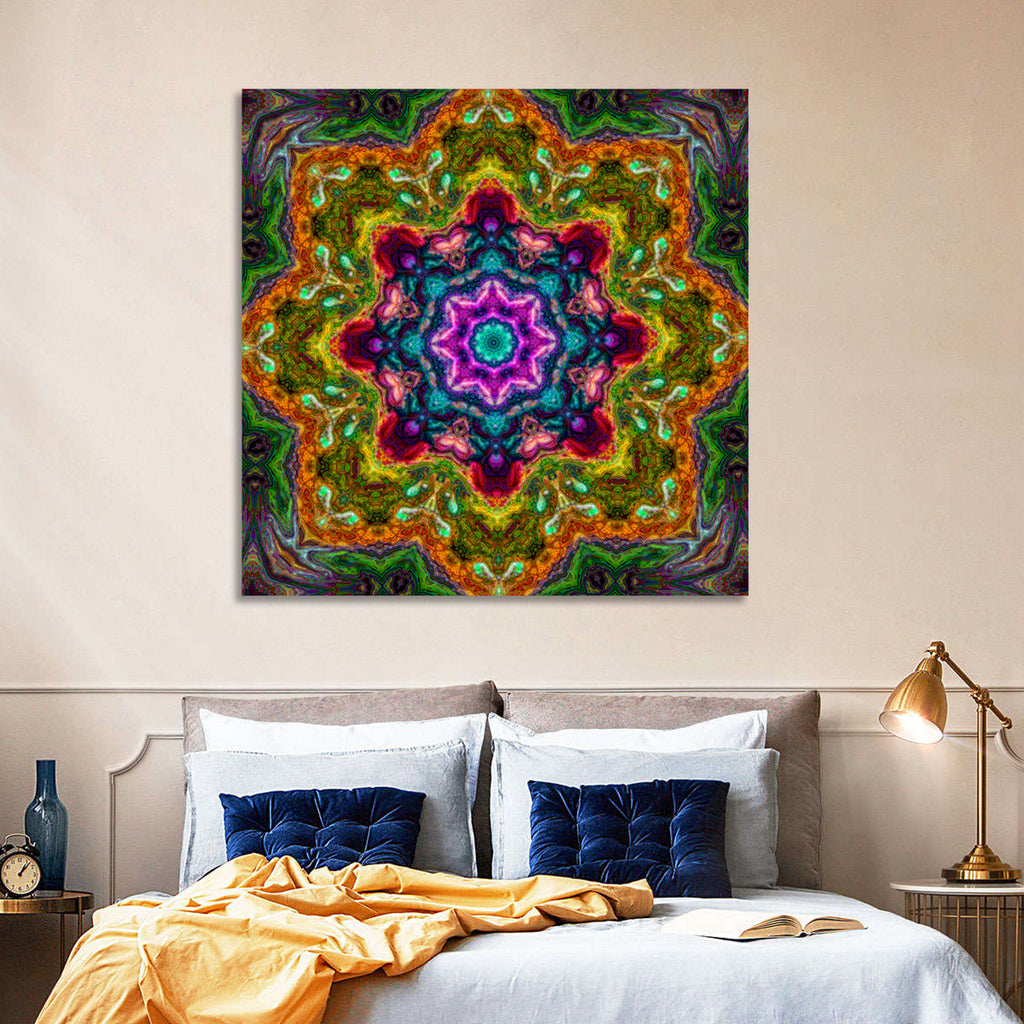 Vibrant Kaleidoscopic Mandala Ornament Wall Art