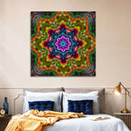 Vibrant Kaleidoscopic Mandala Ornament Wall Art