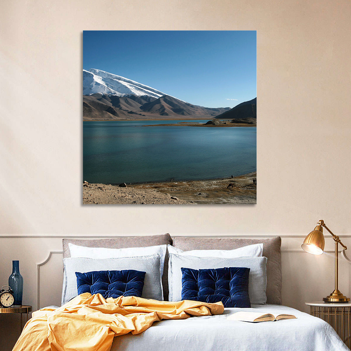 Muztahgata and Karakul Lake Wall Art in a room, square