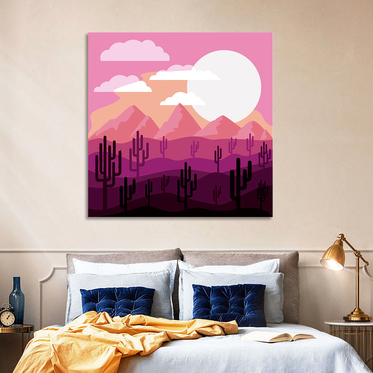Saguaro Sunset Illustration Wall Art