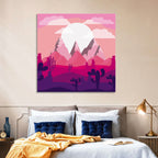 Magenta Desert Mountains Illustration Wall Art