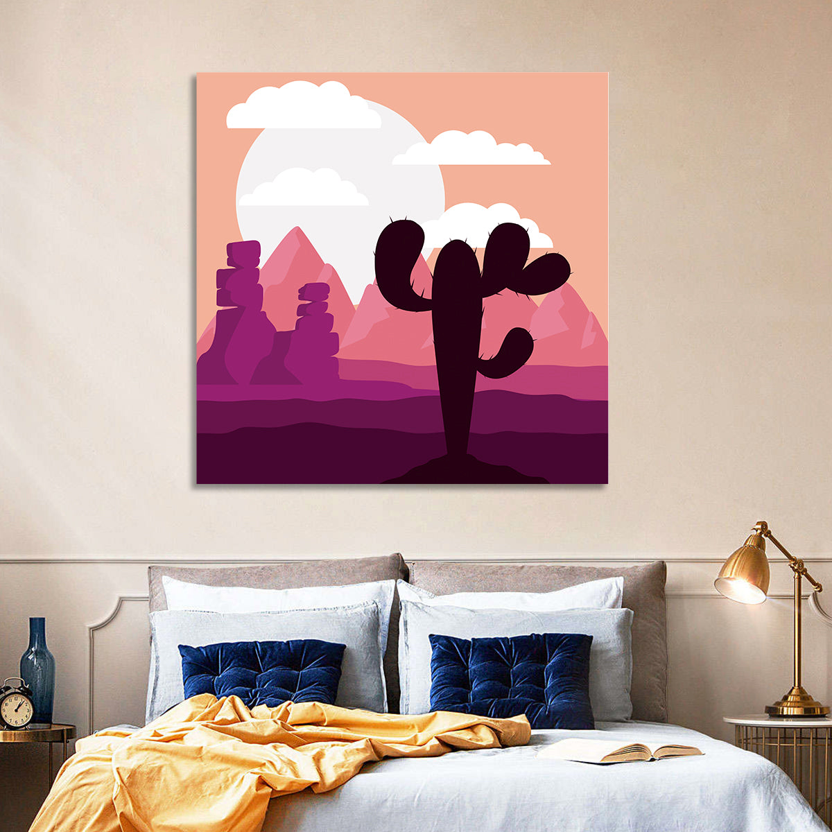 Saguaro Sunset Wall Art in a room, square
