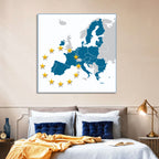 European Union Map with Stars Wall Art