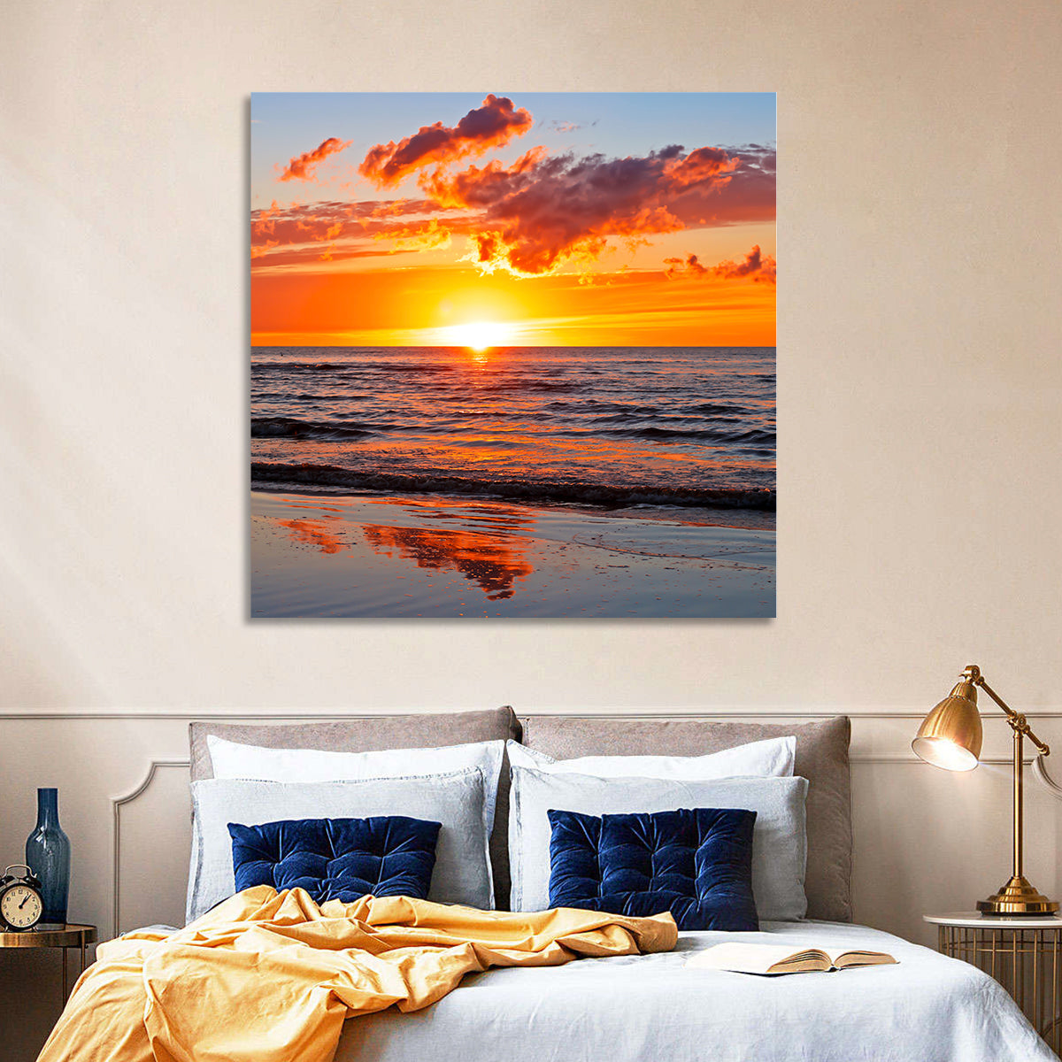 Sunset Over the Baltic Wall Art in a room, square