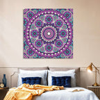 Vibrant Purple Teal Mandala Pattern Wall Art