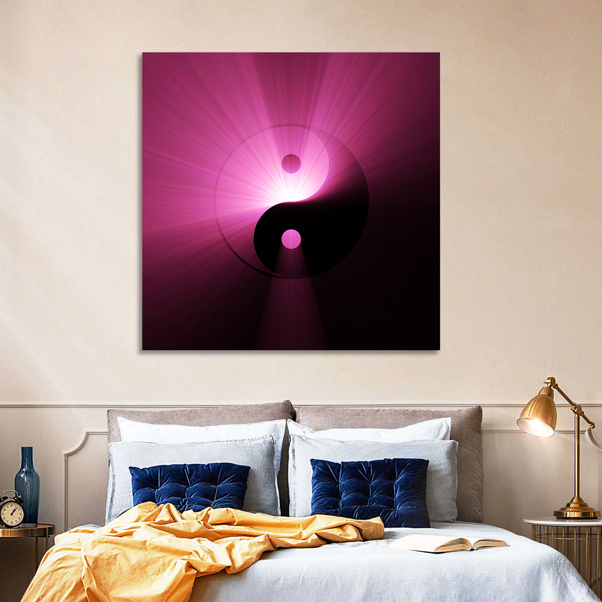 Magenta Yin Yang Symbol Wall Art