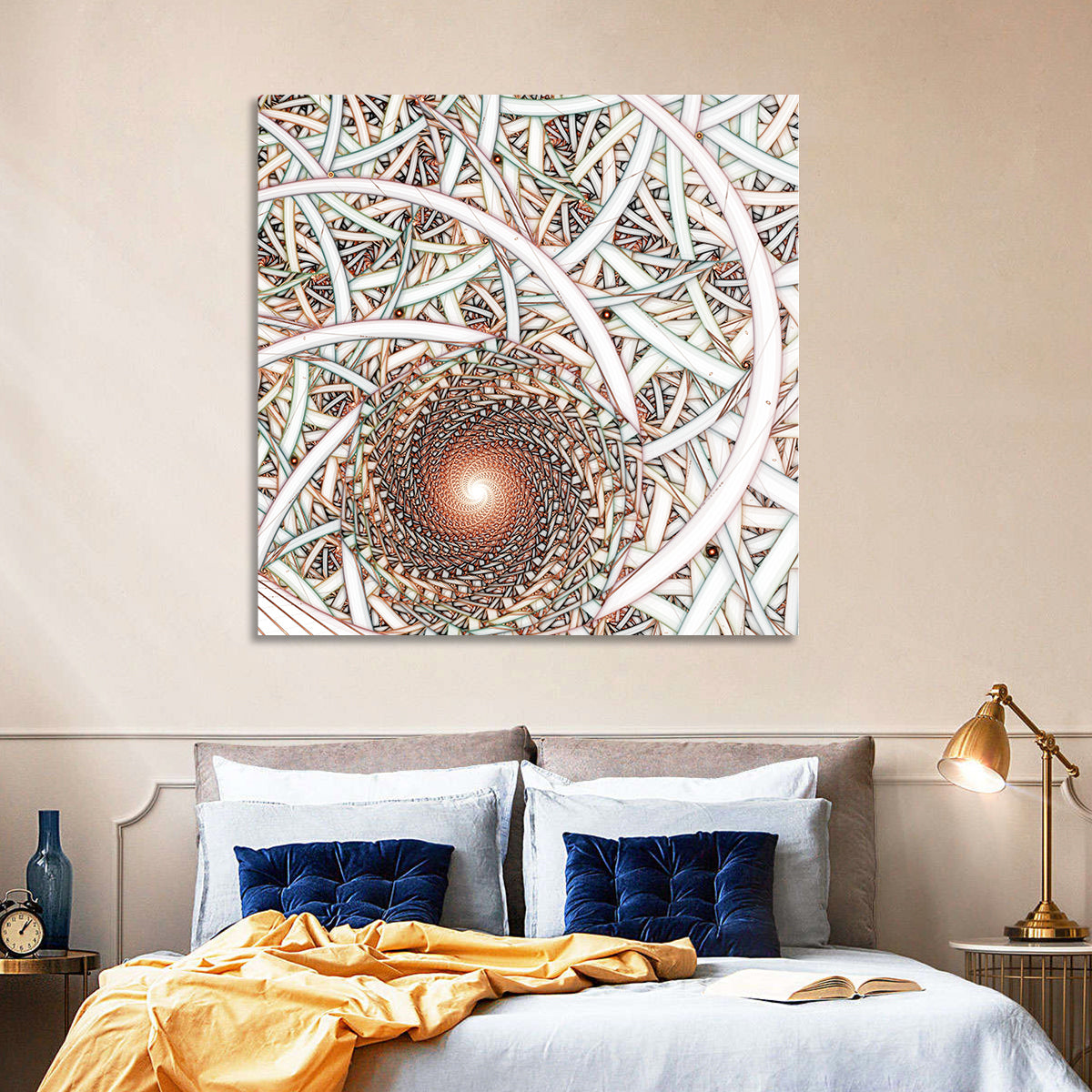Copper Fractal Spiral Mandala Wall Art