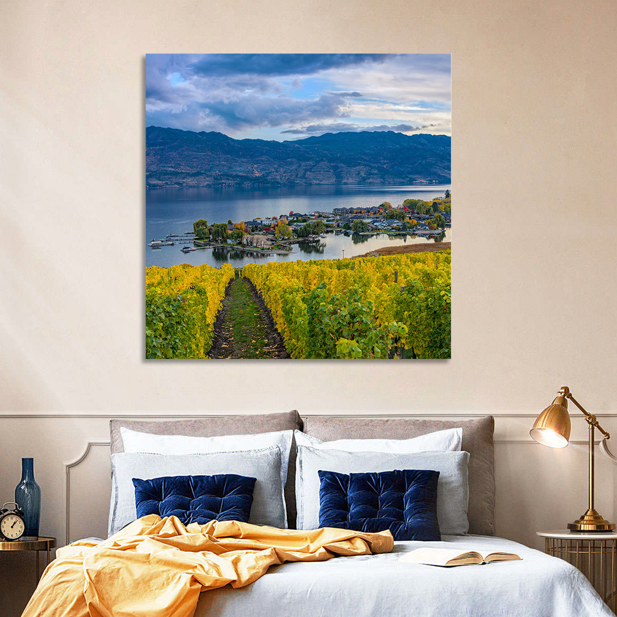 Okanagan Lake Vineyard, Kelowna Wall Art in a room, square