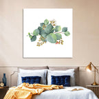 Eucalyptus Leaves with Pink Blossom Wall Art