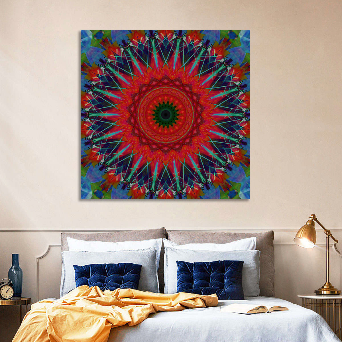 Lotus Blossom Starburst Mandala Wall Art