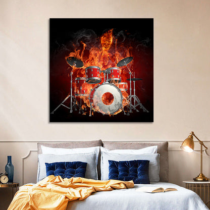 Drummer on Fire Wall Art