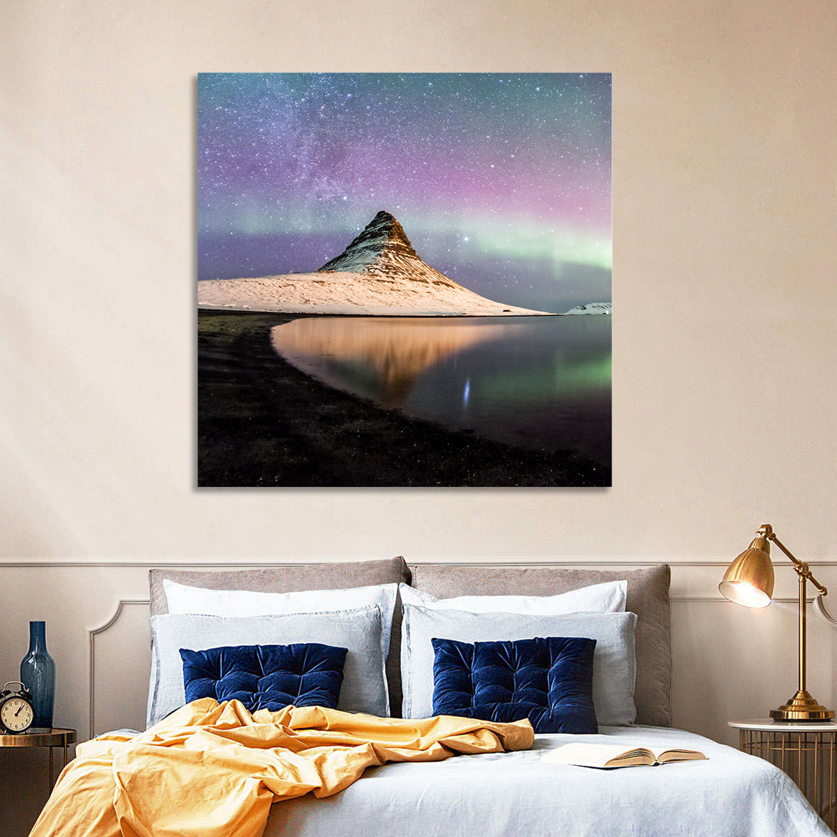Kirkjufell Under the Milky Way Wall Art in a room, square