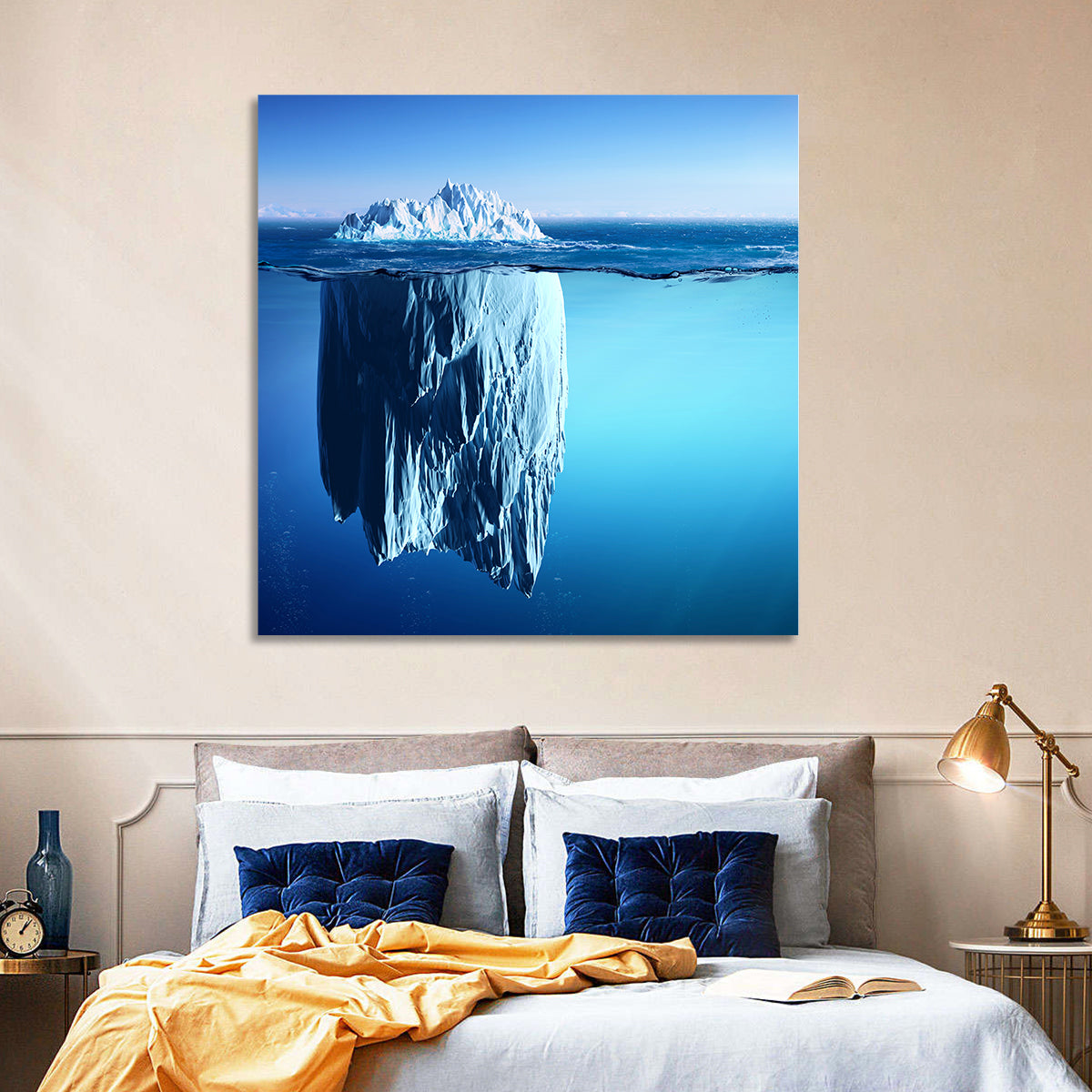 Floating Iceberg Wall Art in a room, square