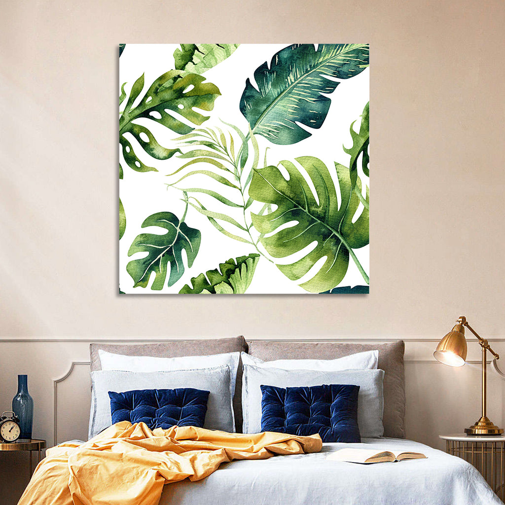 Tropical Watercolor Leaves Wall Art