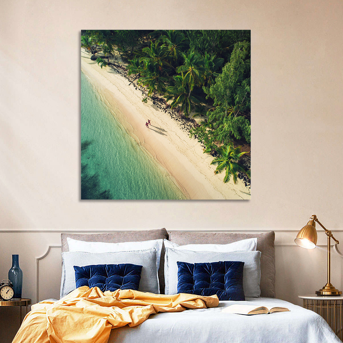 Dominica Beach Aerial, Late Afternoon Wall Art in a room, square
