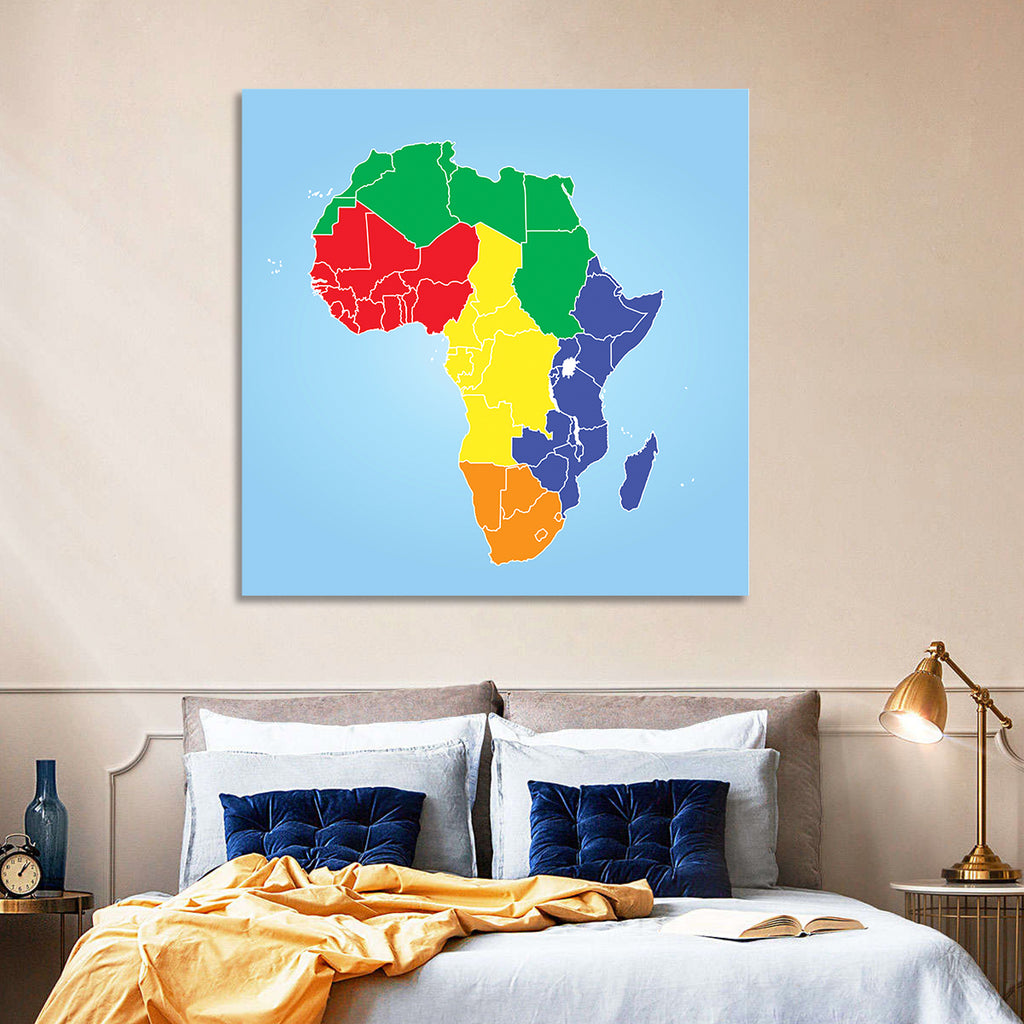 Color Coded Africa Map Wall Art