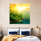 Golden Bamboo Riverbank Wall Art