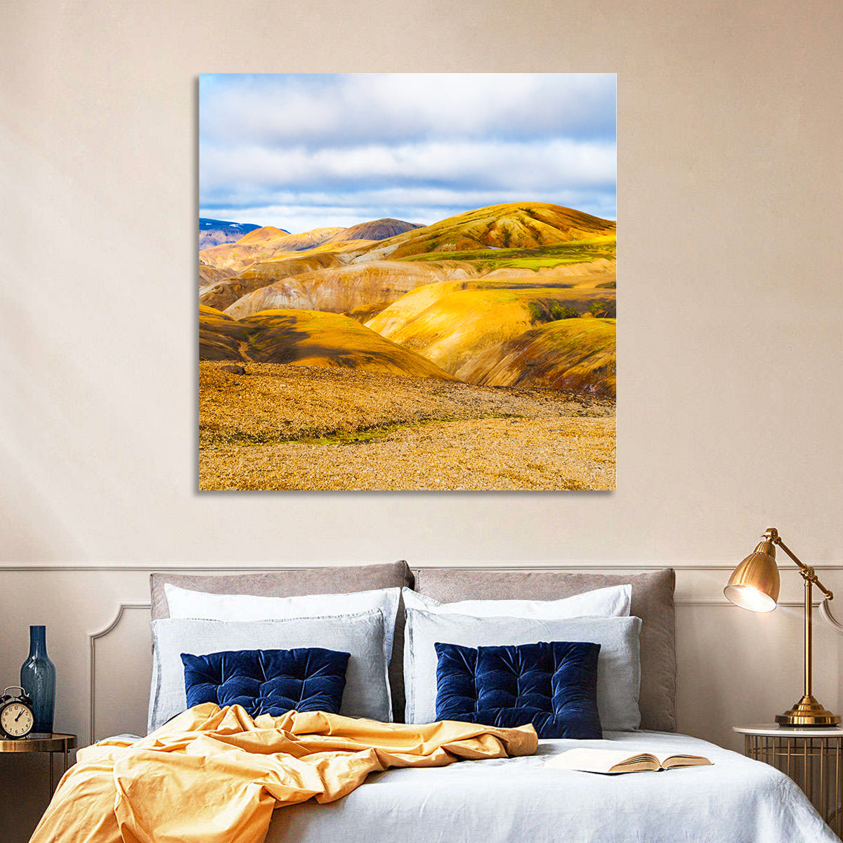 Landmannalaugar Rhyolite Mountains Wall Art in a room, square