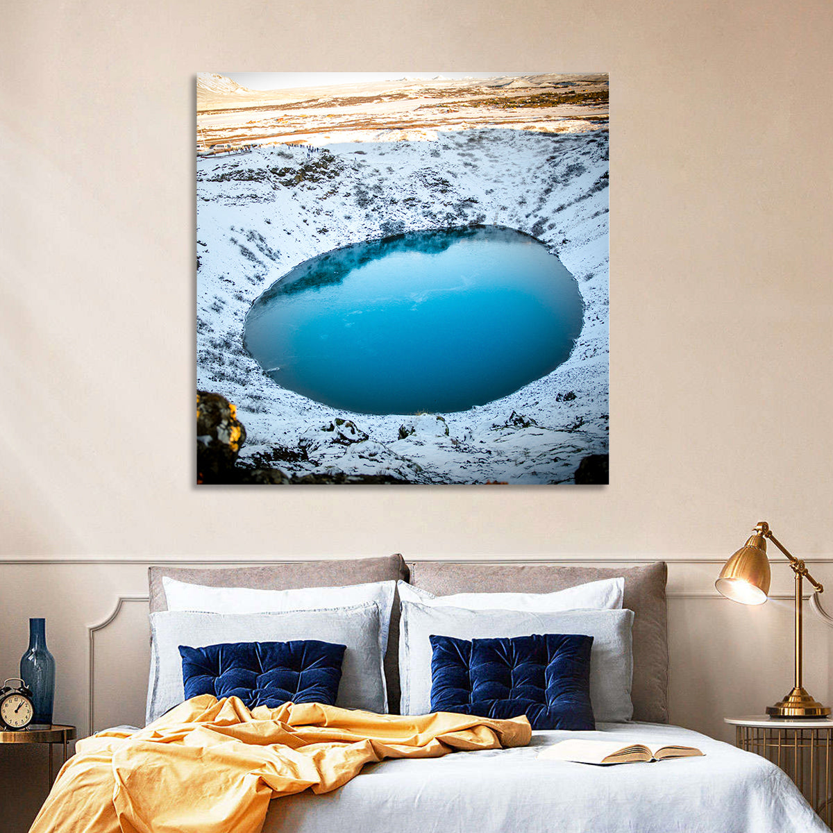 Kerid Crater Lake Wall Art in a room, square