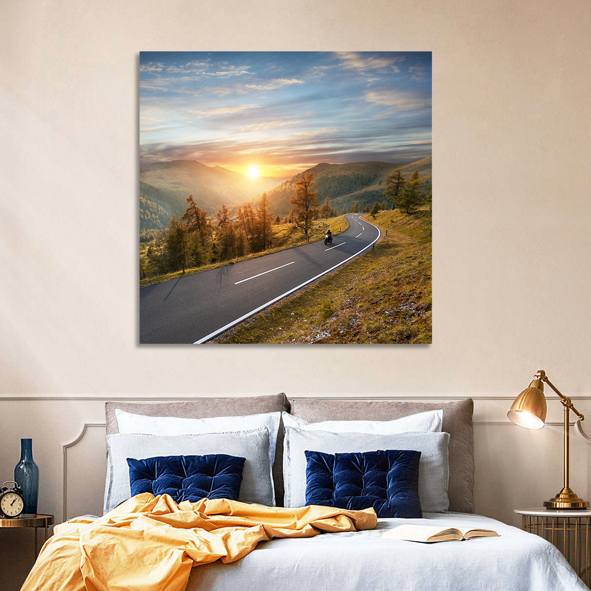 Alpine Highway at Golden Hour Wall Art in a room, square