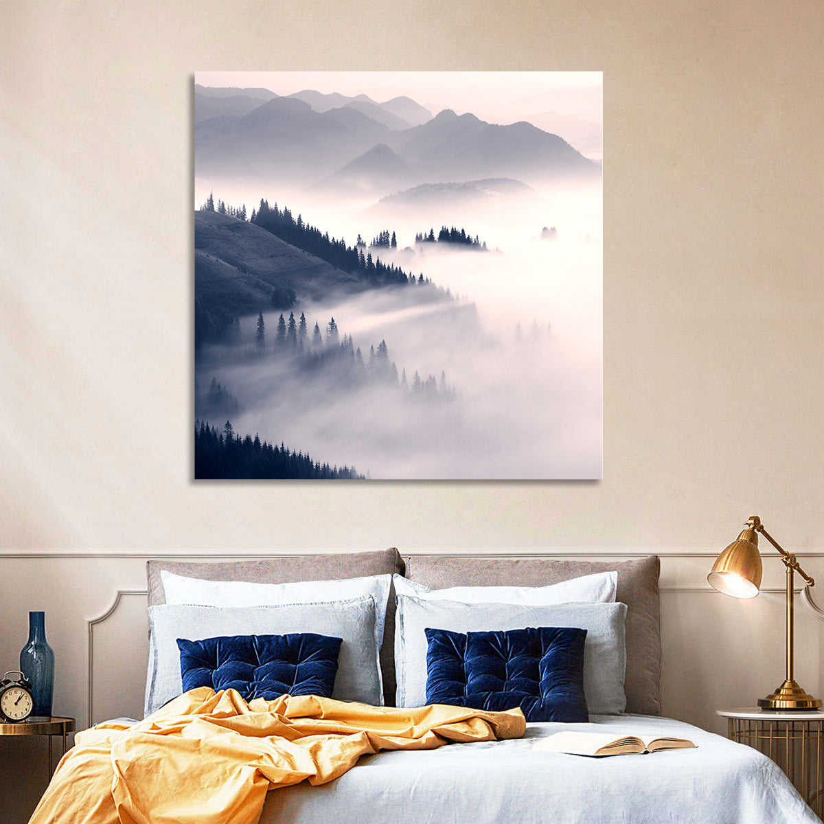 Carpathian Morning Mist Wall Art in a room, square