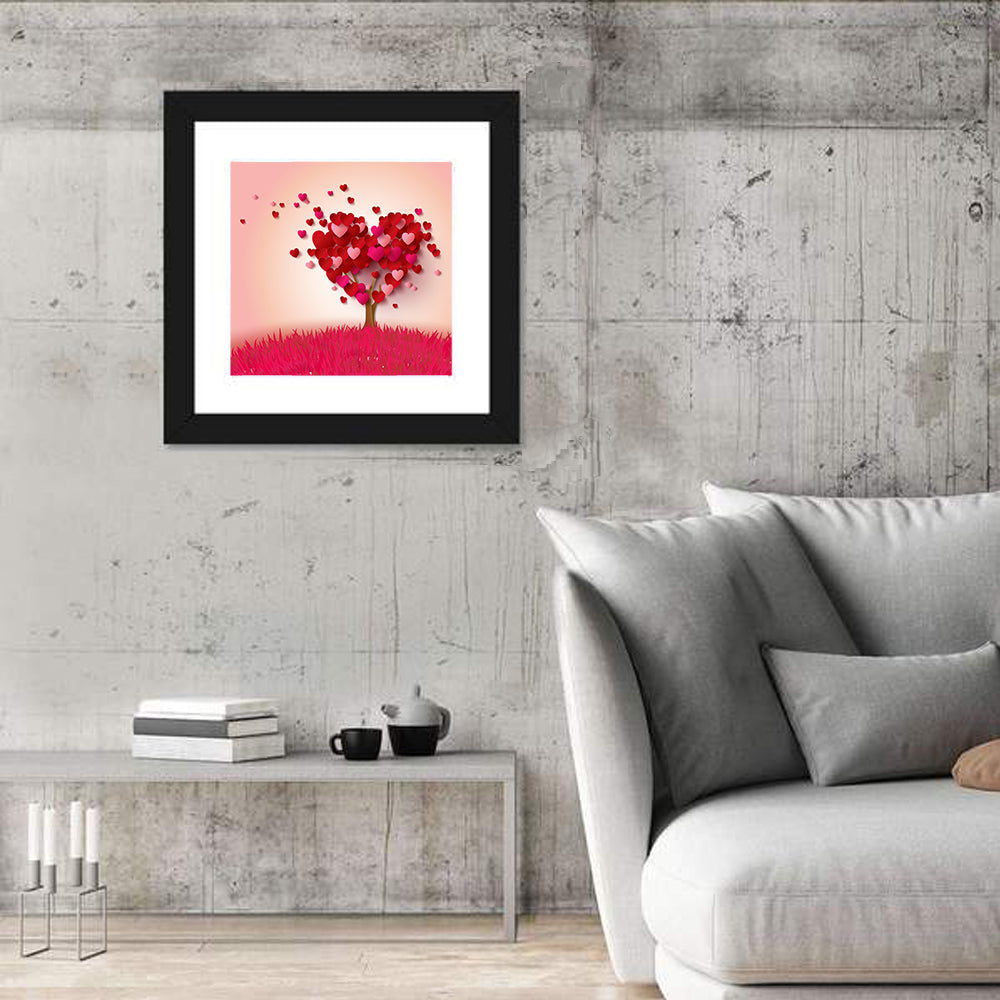 Whimsical Heart Tree Illustration Wall Art