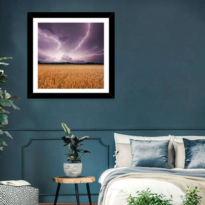 Wheat Field & Stormy Sky Wall Art