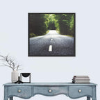 Summer Forest Road with Yellow Sign Wall Art